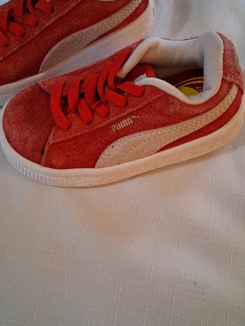 Puma Kids Red Suede Sneakers with White Stripe 5 260924